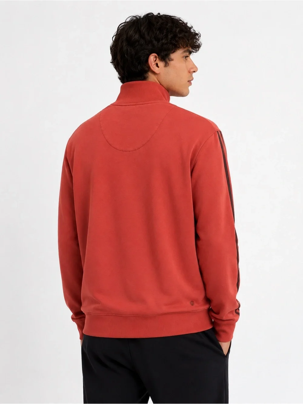 adidas Brick Red Zip-Up Track Jacket with Black Stripes